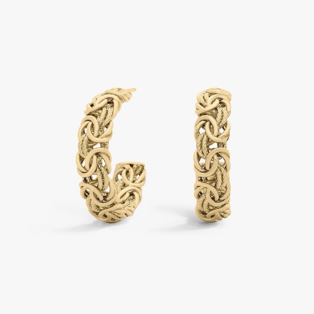 Gold Braided Hoop Earrings - Women Jewelry - Picture 7 of 9